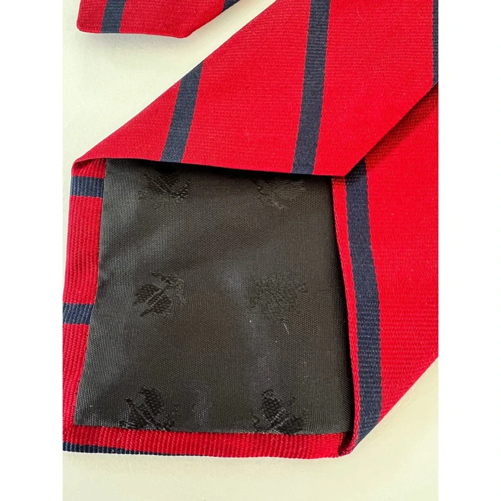 Brooks Brothers Makers Red Navy Blue Striped Silk Repp Tie Mens Classic Formal